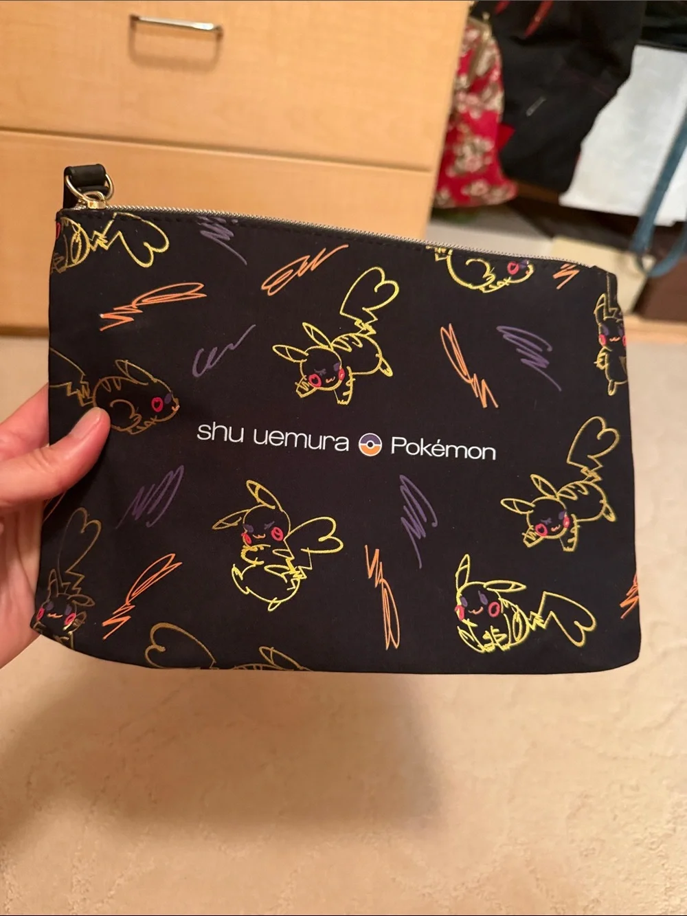 Assortment of pouches: 3 make up pouches Shu Uemura Black Pokémon furla Agnes B